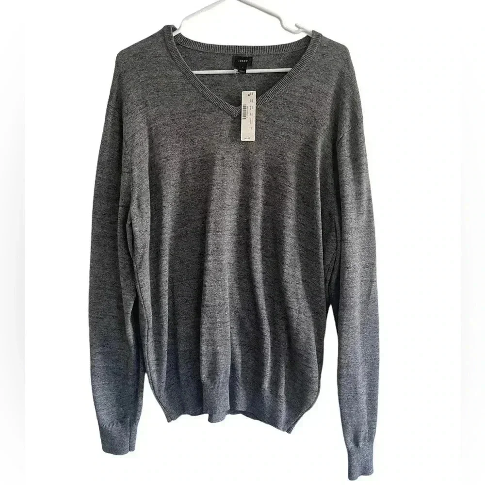 Men’s J. Crew V-Neck Cotton Sweater in Gray